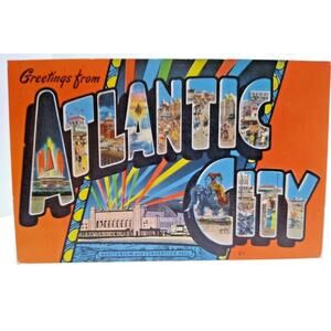 Greetings From Atlantic City New Jersey Large Letter Postcard Steel Pier Lucy